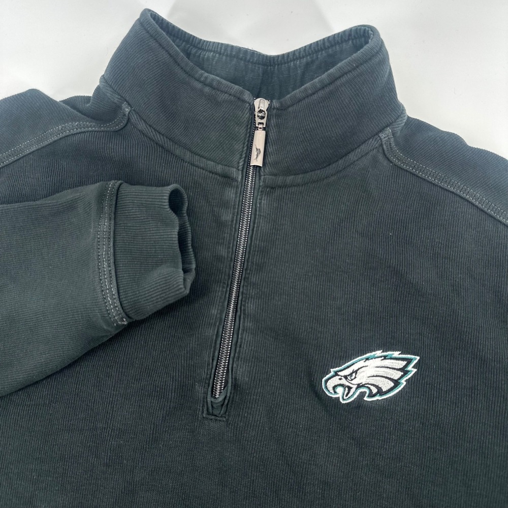 Tommy Bahama Philadelphia Eagles Pullover Mens Large Black Quarter Zip NFL Logo